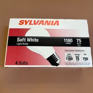 Sylvania 75W Soft White Incandescent Light Bulbs 1180 Lumens 3-Pack 75A/W/RP/4